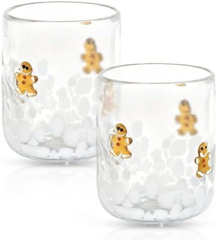 2 Pcs Christmas Icon Juice Glasses,14oz Gingerbread Man Icon Stemless Coffee Cocktail Glassware C... | Amazon (US)