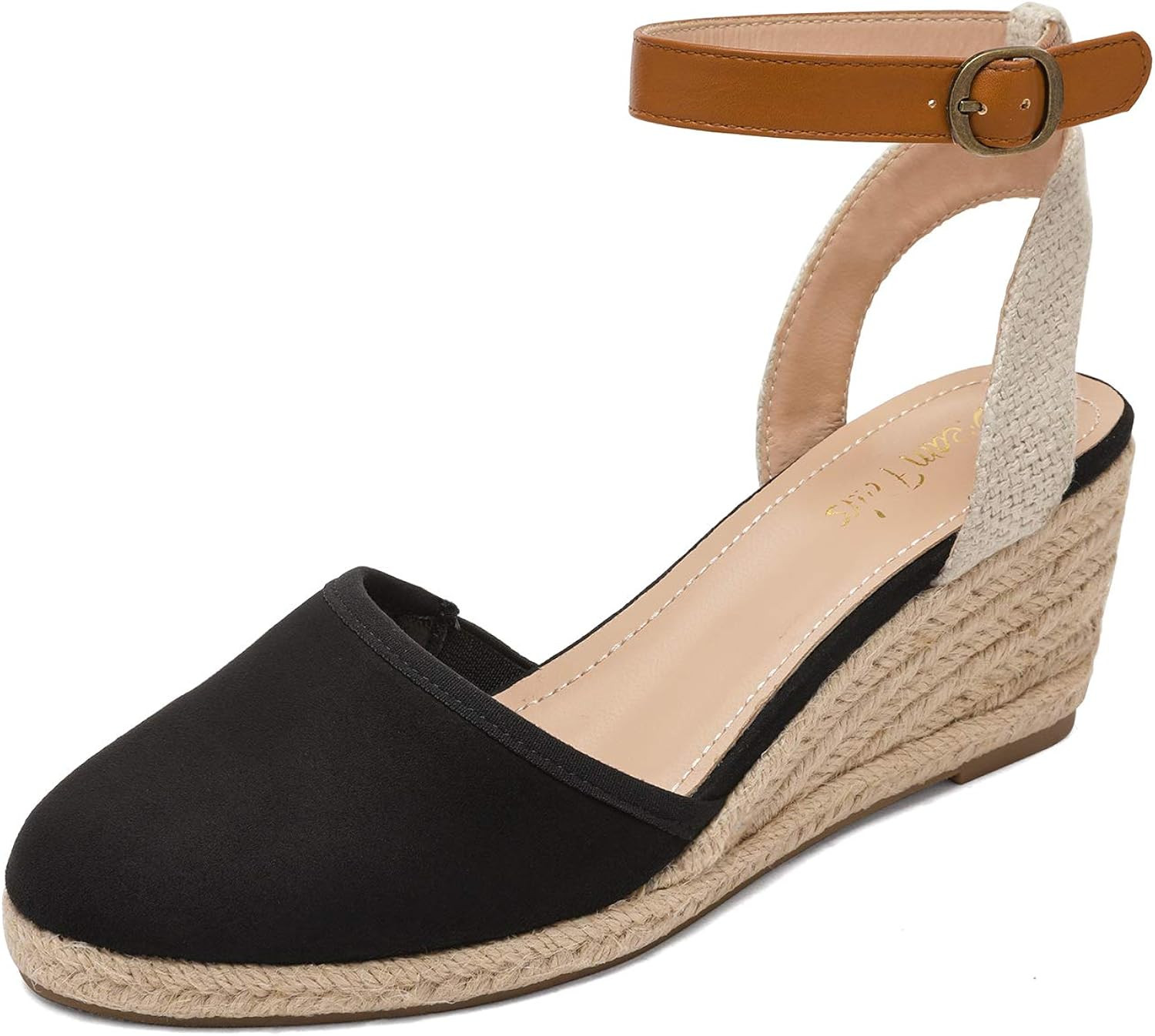 DREAM PAIRS Women's Ankle Strap Closed Toe Espadrille Wedge Heels Sandals | Amazon (US)