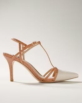 Strappy Linen Mid-Heel Pump | White House Black Market