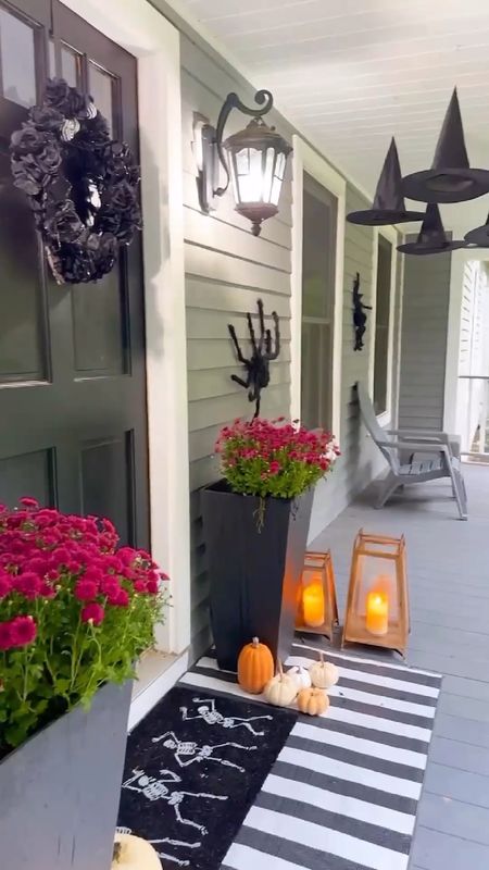 Halloween front porch decor. Halloween decor finds. Home decor. Fall season. Hanging witch hats. Foam pumpkins. Fall decor  

#LTKfindsunder50 #LTKhome #LTKHalloween