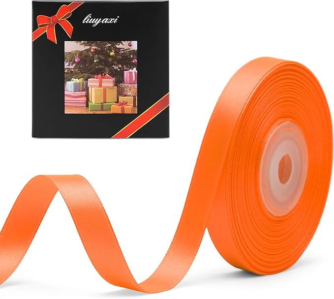 Solid Color Double Faced Orange Satin Ribbon 3/8" X 25 Yards, Ribbons Perfect for Crafts, Wedding... | Amazon (US)