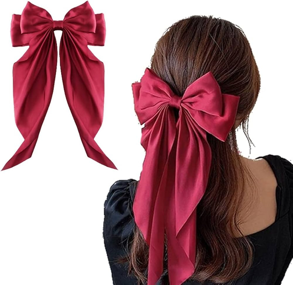 Silky Satin Bowknot Clips for Women Girls White Black Red Bow Clips Large Hair Bows Accessories f... | Amazon (CA)