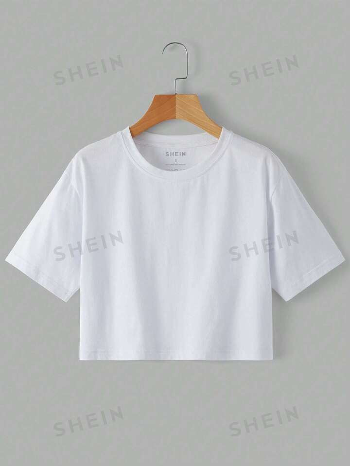 SHEIN EZwear Solid Crop Tee | SHEIN USA | SHEIN