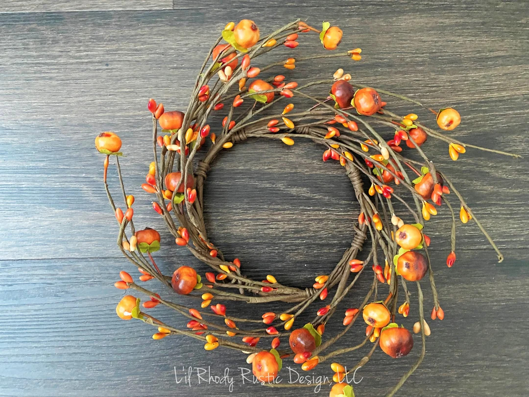 Orange Pumpkin Pip Berry 4.5 Candle Ring Floral Candle - Etsy | Etsy (US)