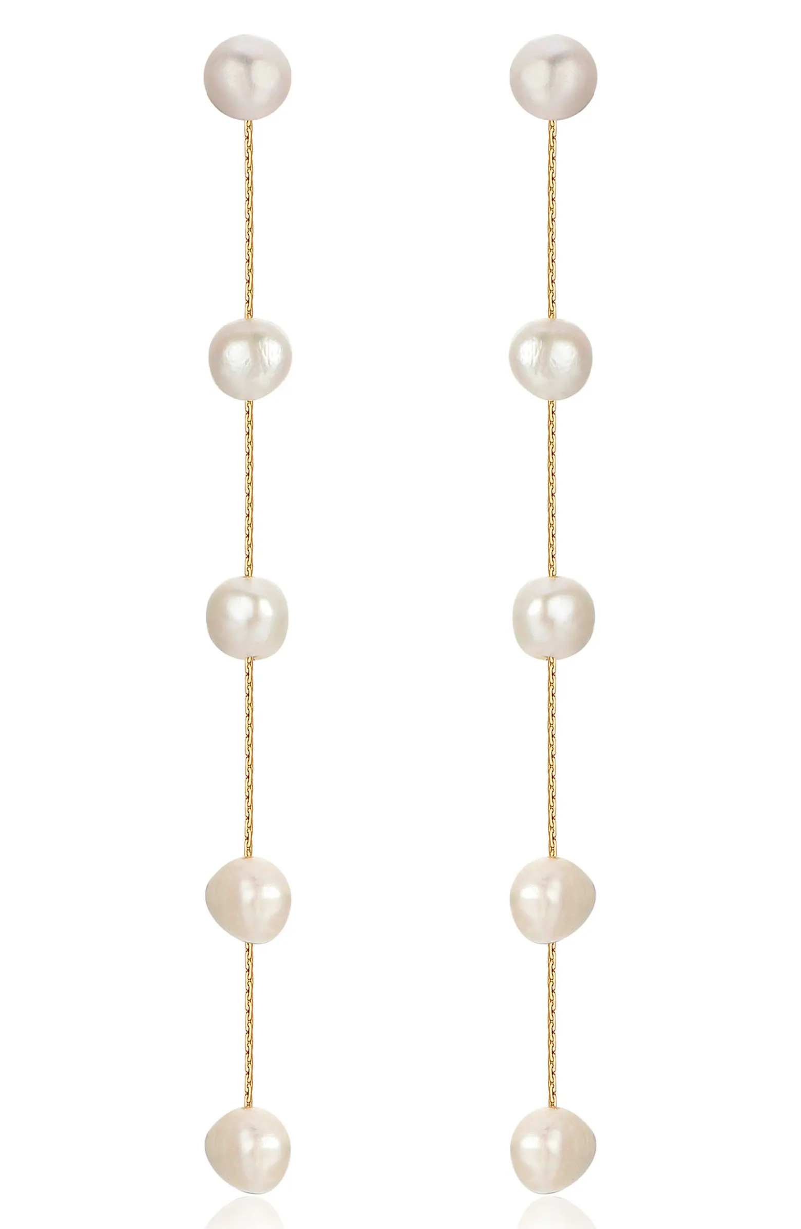Dripping Freshwater Pearl Linear Drop Earrings | Nordstrom