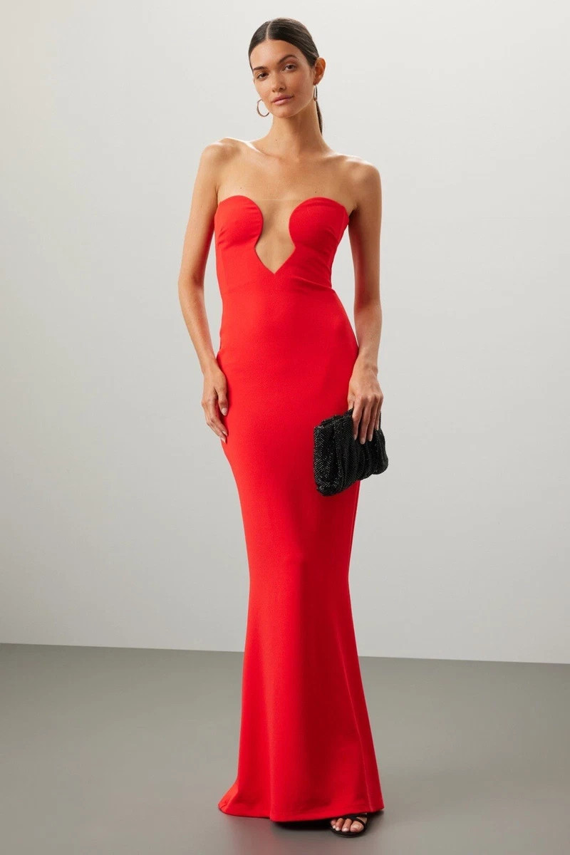 Nookie Minx Gown Red Maxi Strapless L FLAW  | eBay | eBay US