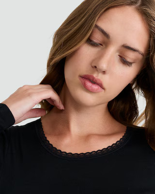 F&F 2-Pack WARMPLUS™ Medium Warmth Long Sleeved Pointelle Thermal Tops in Black | Tesco F&F