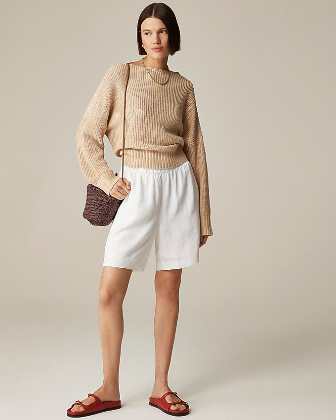 Ribbed funnelneck sweater in linen-cotton blend | J. Crew US
