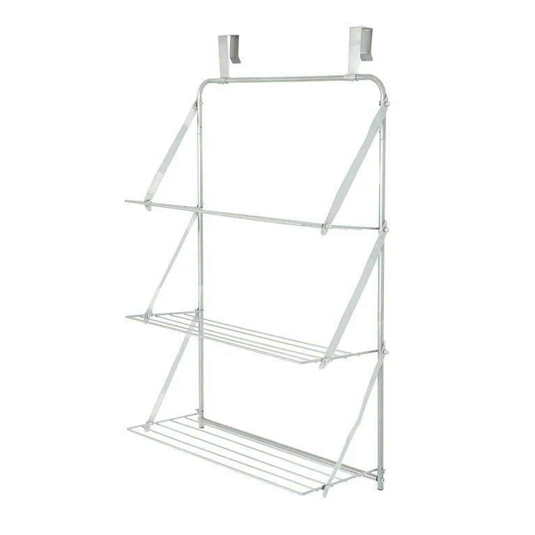 Mainstays 3-Tier Steel Over-the-Door Clothes Drying Rack, Silver | Walmart (US)