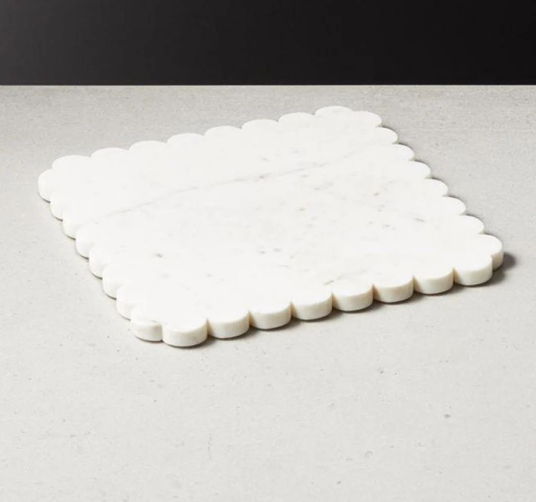 White Marble Scalloped Serving Board Marble Cheese Board - Etsy | Etsy (US)