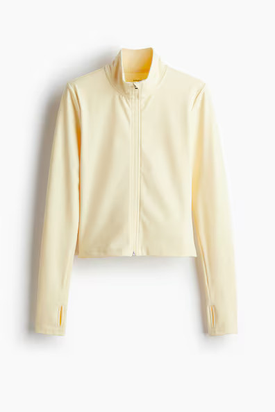 H & M - Zip-through sports jacket with SoftMove - Yellow | H&M (UK, MY, IN, SG, PH, TW, HK)