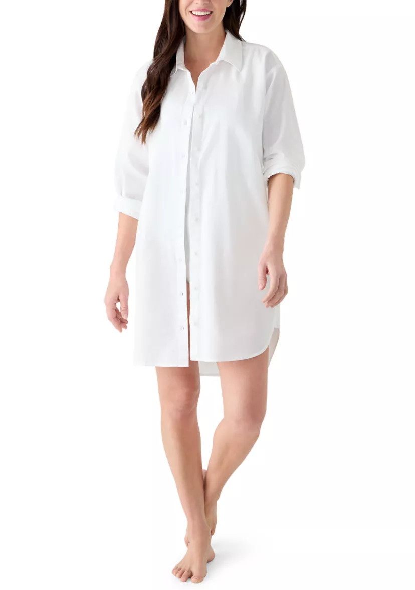 Women's Long Sleeve Button Down Swim Cover Up Dress | Belk