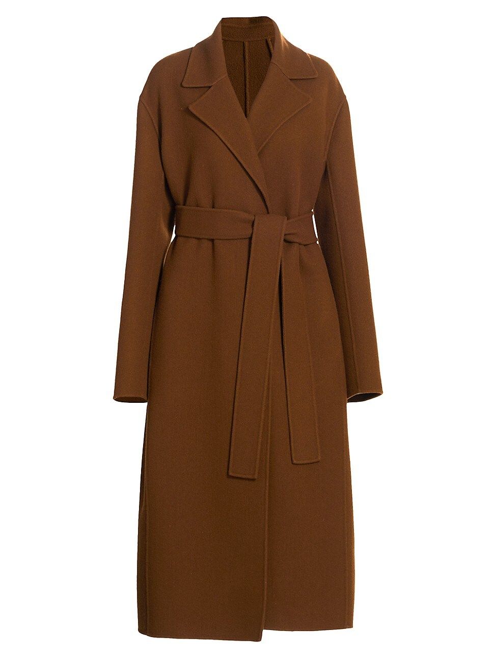 The Row Women's Malika Wool-Blend Long Belted Coat - Saddle Brown - Size Small | Saks Fifth Avenue