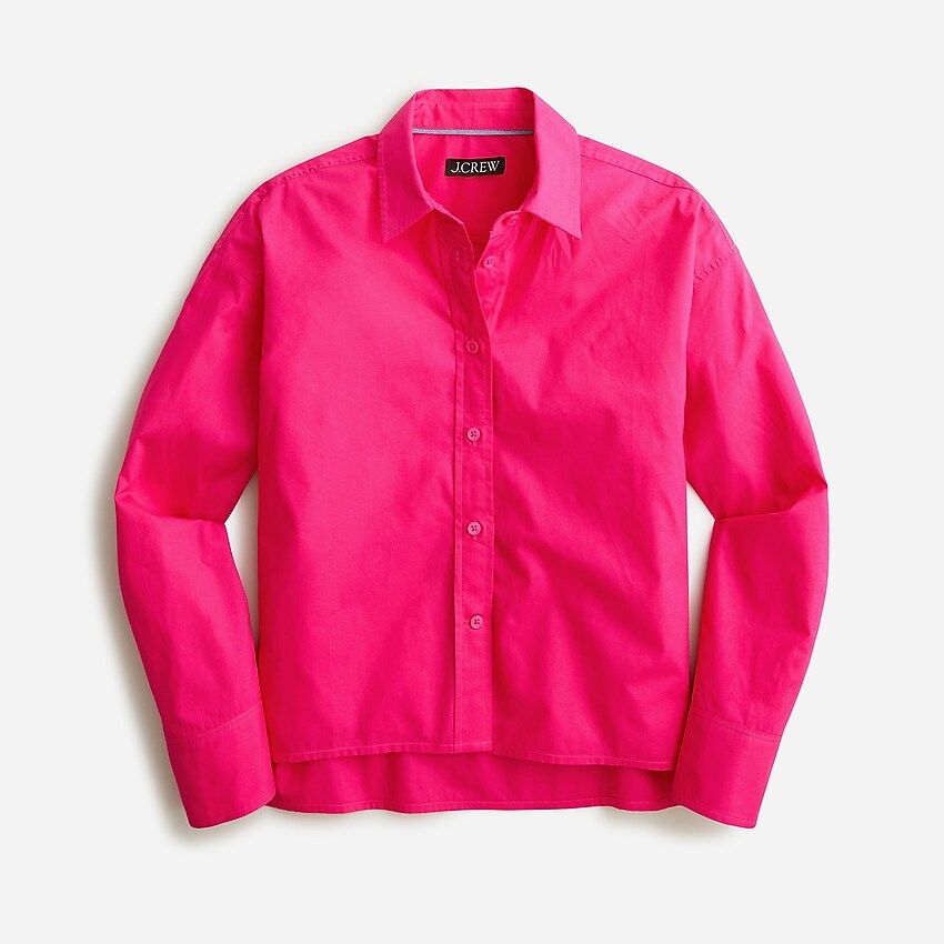 Relaxed-fit cropped cotton poplin shirt | J.Crew US