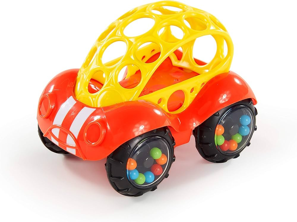 Bright Starts Rattle & Roll Buggie Easy Grasp Push Vehicle Toy, Ages 3 Months +, Red | Amazon (US)