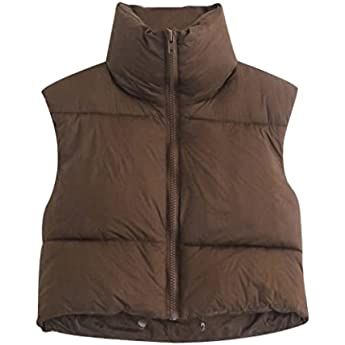 UANEO Womens Zip Up Stand Collar Sleeveless Padded Cropped Puffer Vest | Amazon (US)