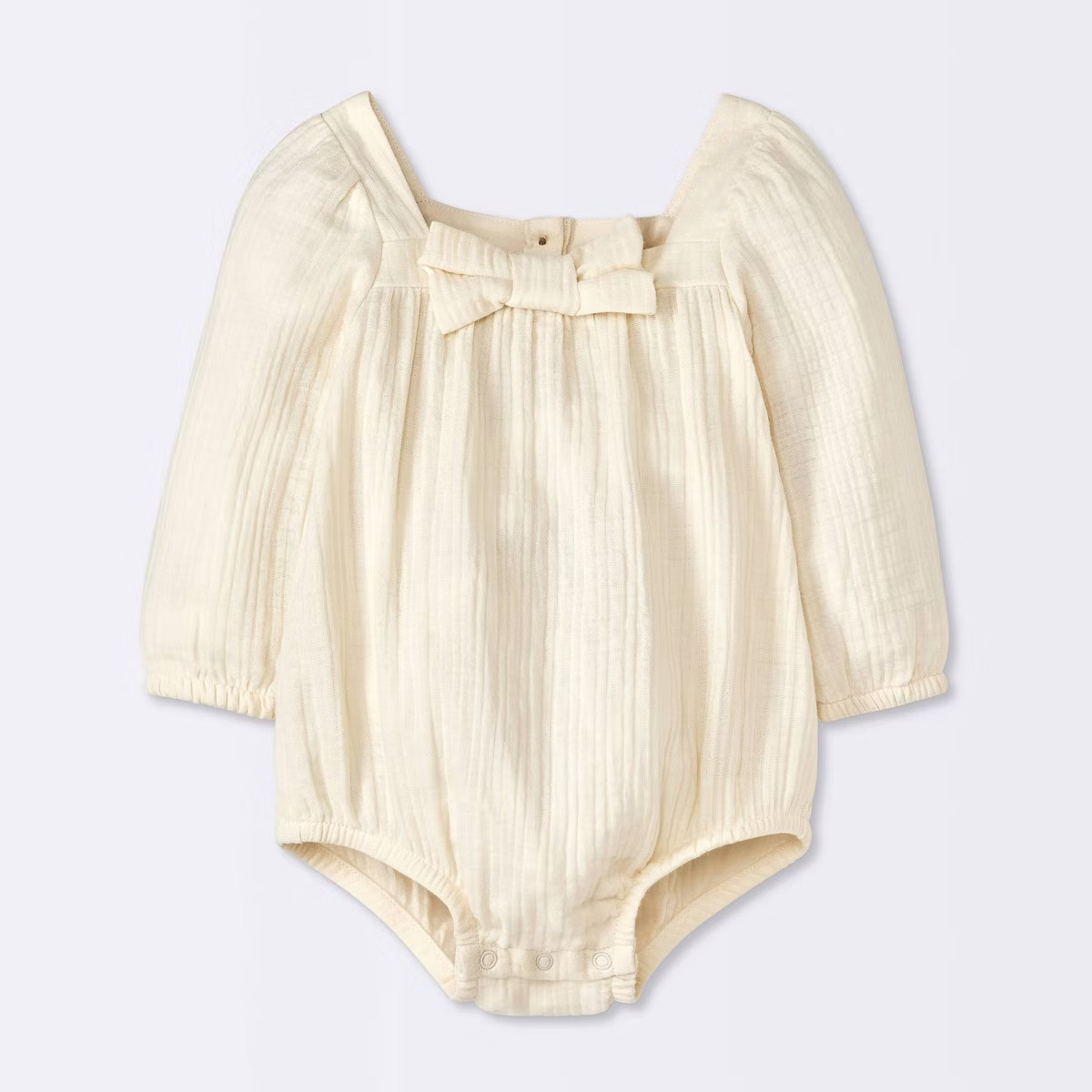 Baby Long Sleeve Bow Romper - Cloud Island™ Cream | Target