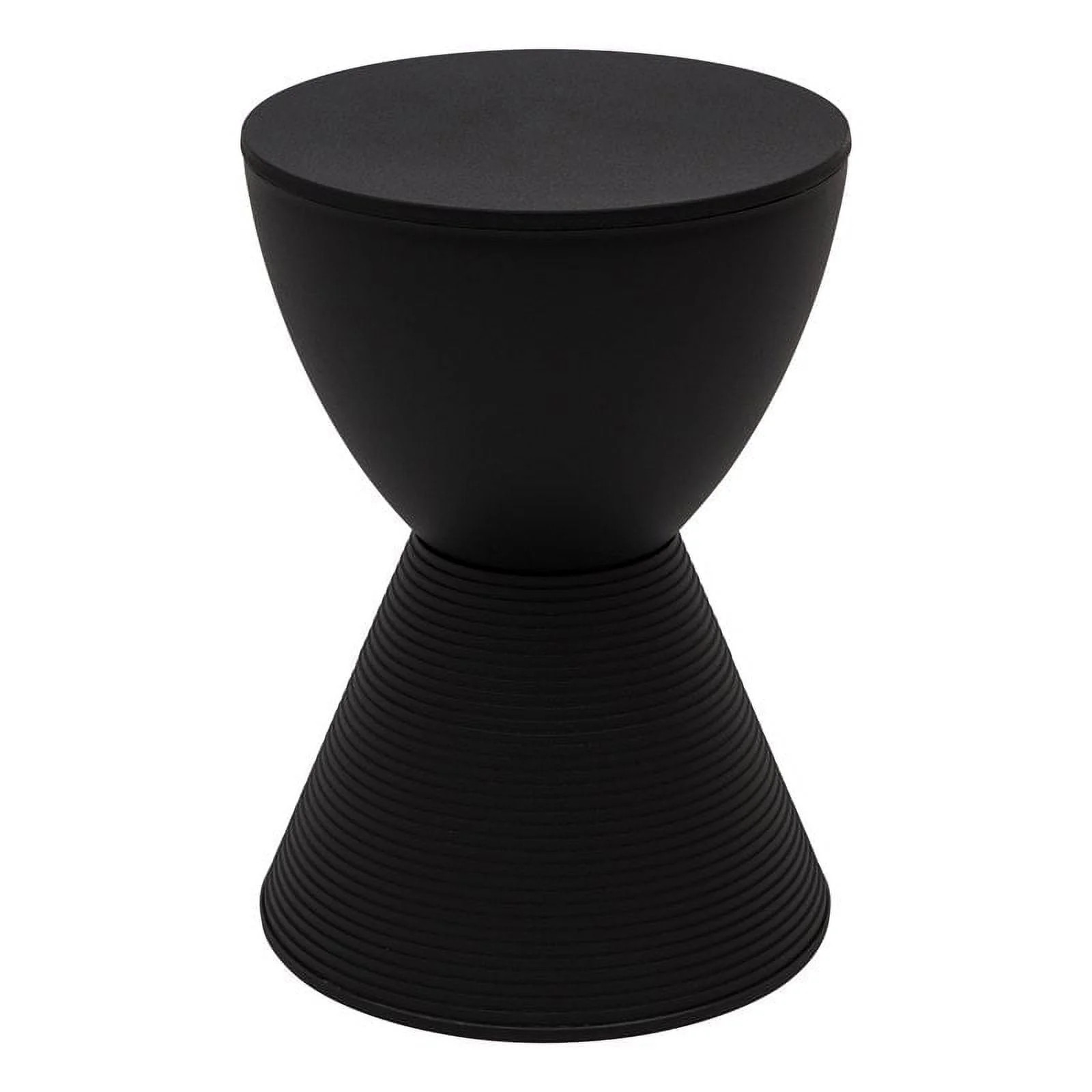 LeisureMod Boyd Modern Plastic Ribbed Round End Table in Black - Walmart.com | Walmart (US)