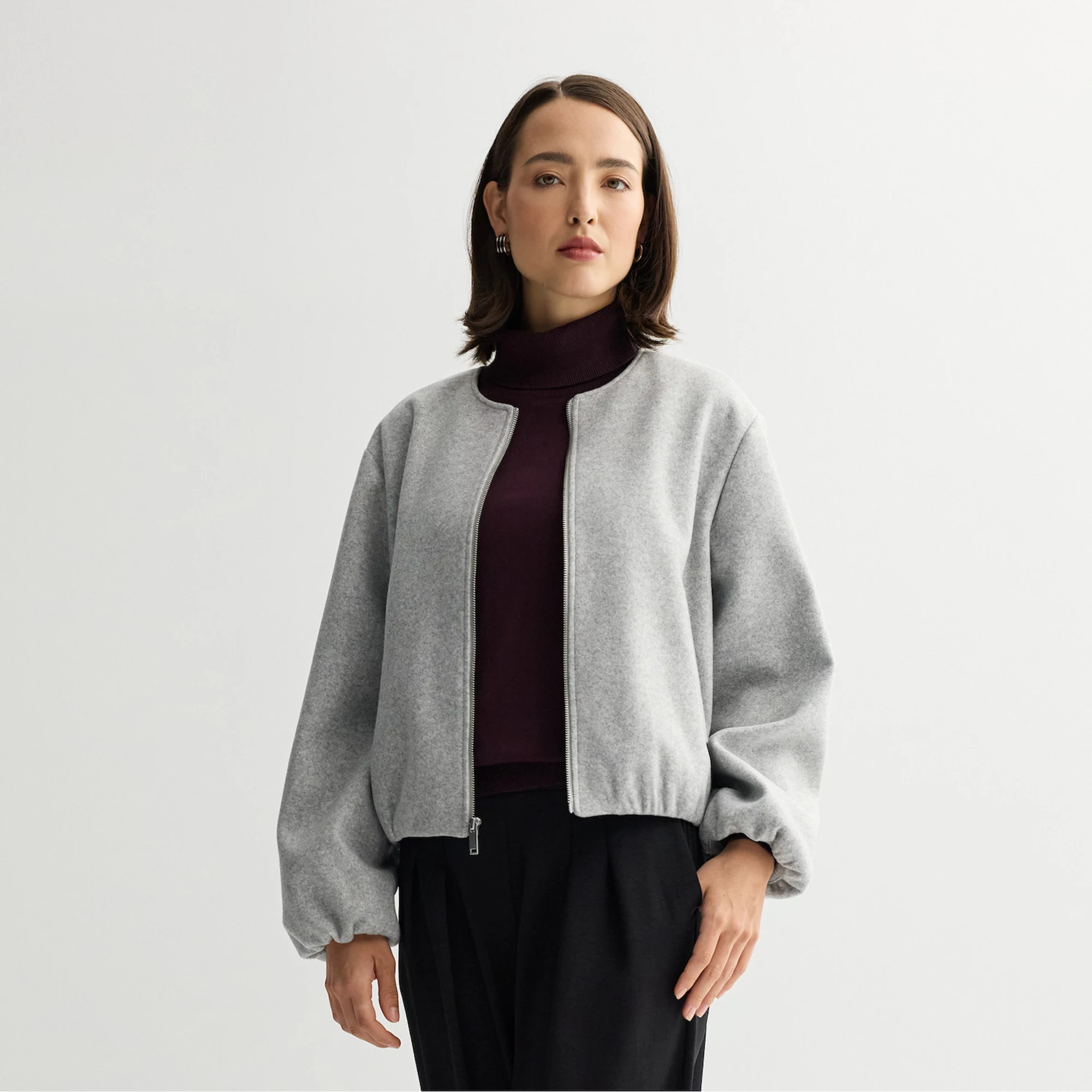 Women's Nine West Zip Front Bubble Sleeve Jacket | Kohl's