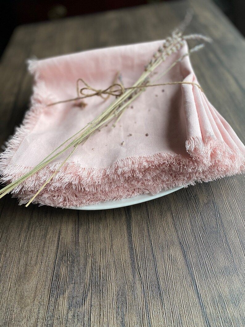 Bulk Napkins  Fringed Edge Napkins  Pink Linen Napkins  | Etsy | Etsy (US)