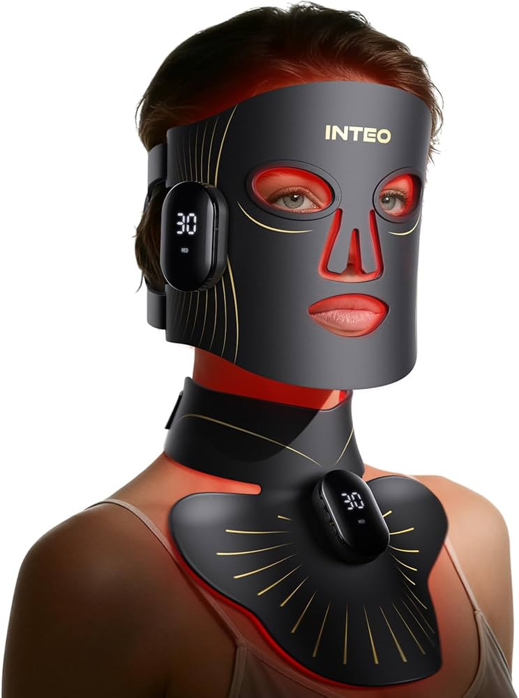 Red Light Therapy for Face and Neck, 4 Modes Cordless Face Mask Light Therapy with Neck Masks, 85... | Amazon (US)