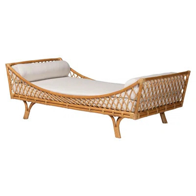 Bali & Pari Akemi Handwoven Natural Rattan Daybed With Cushion – Boho Coastal Lounge Bed For Living Room, Bedroom, Or Sunroom | Wayfair North America