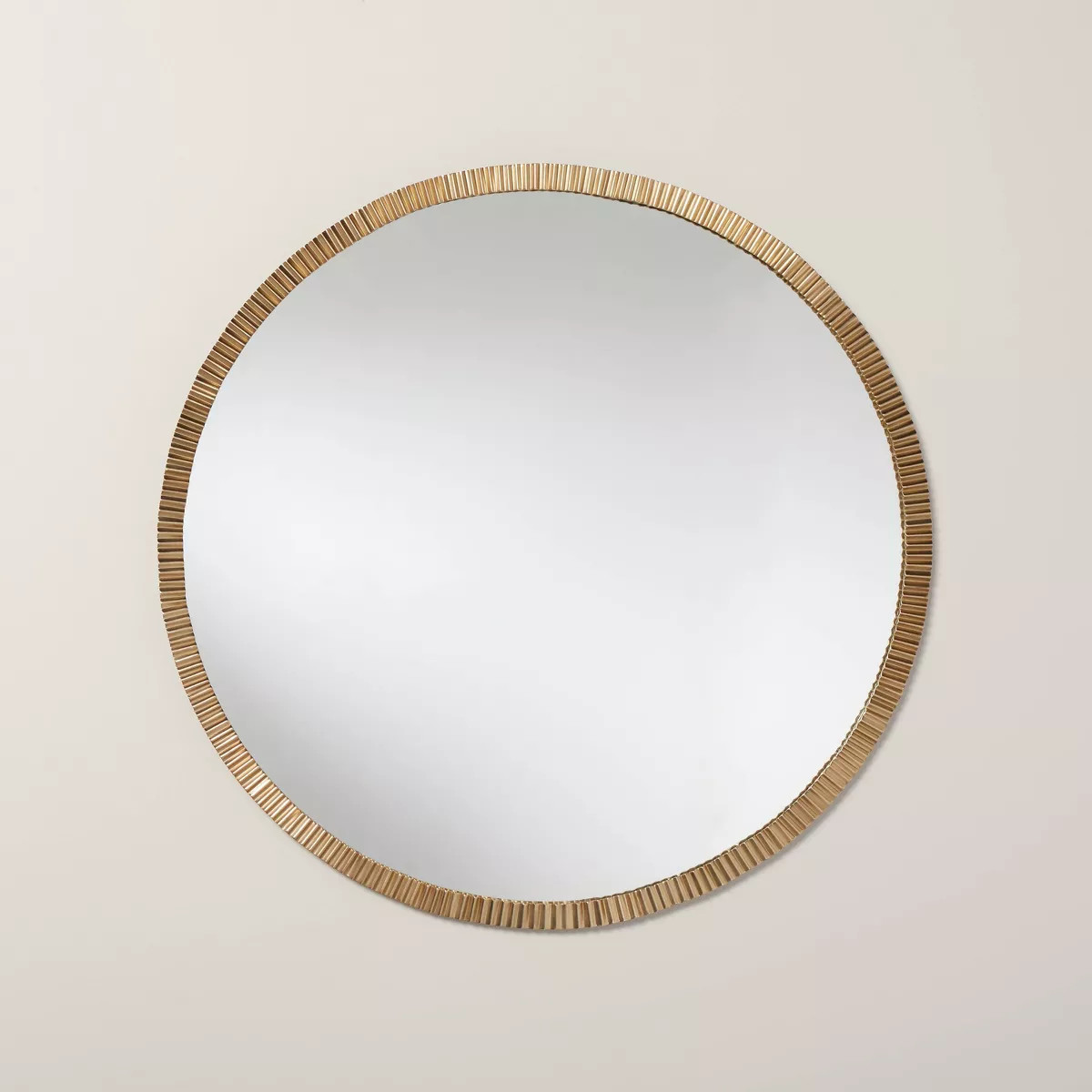 30" Pleated Brass Round Wall Mirror Antique Finish - Hearth & Hand™ with Magnolia | Target