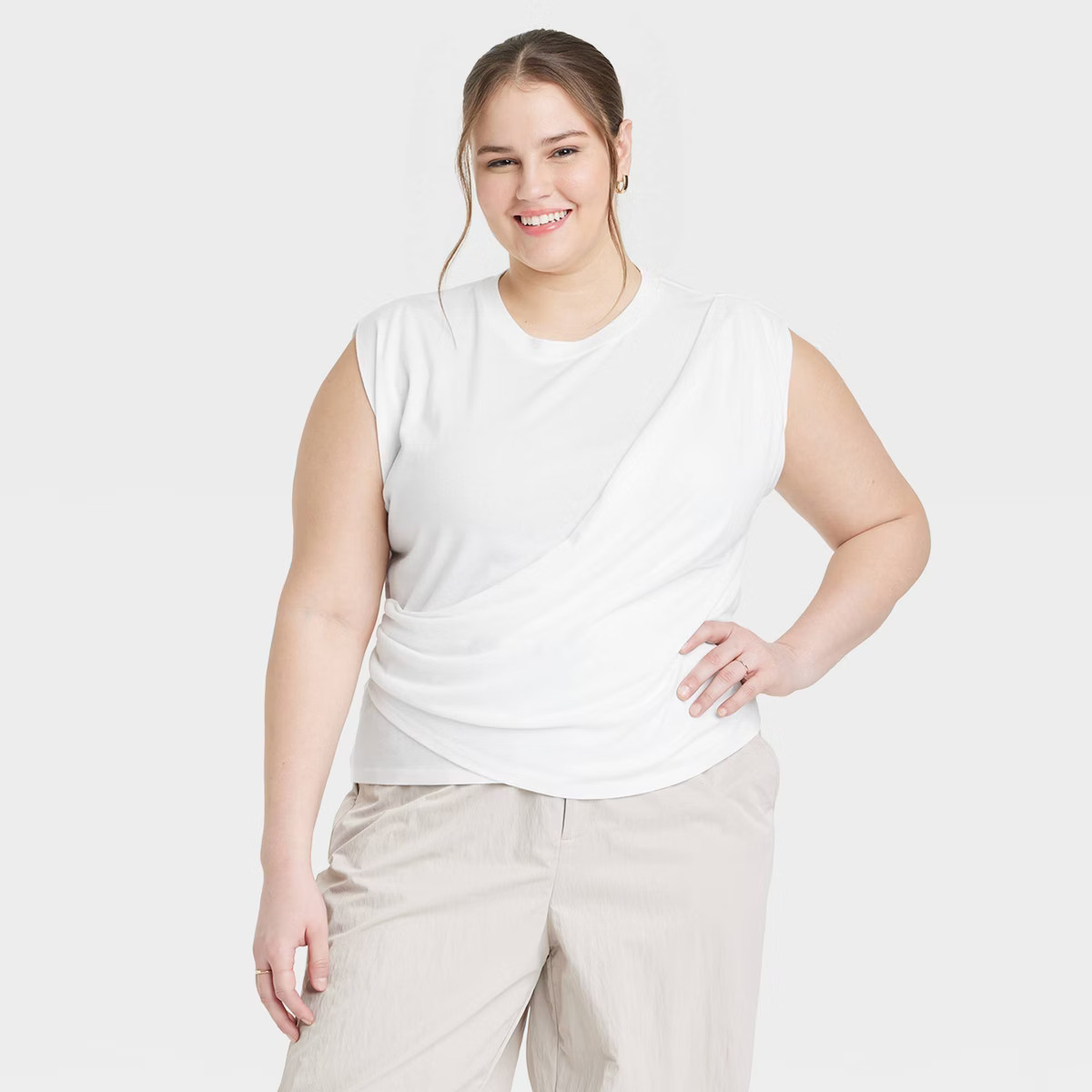 Women's Slim Fit Drape Wrap T-Shirt - A New Day™ | Target