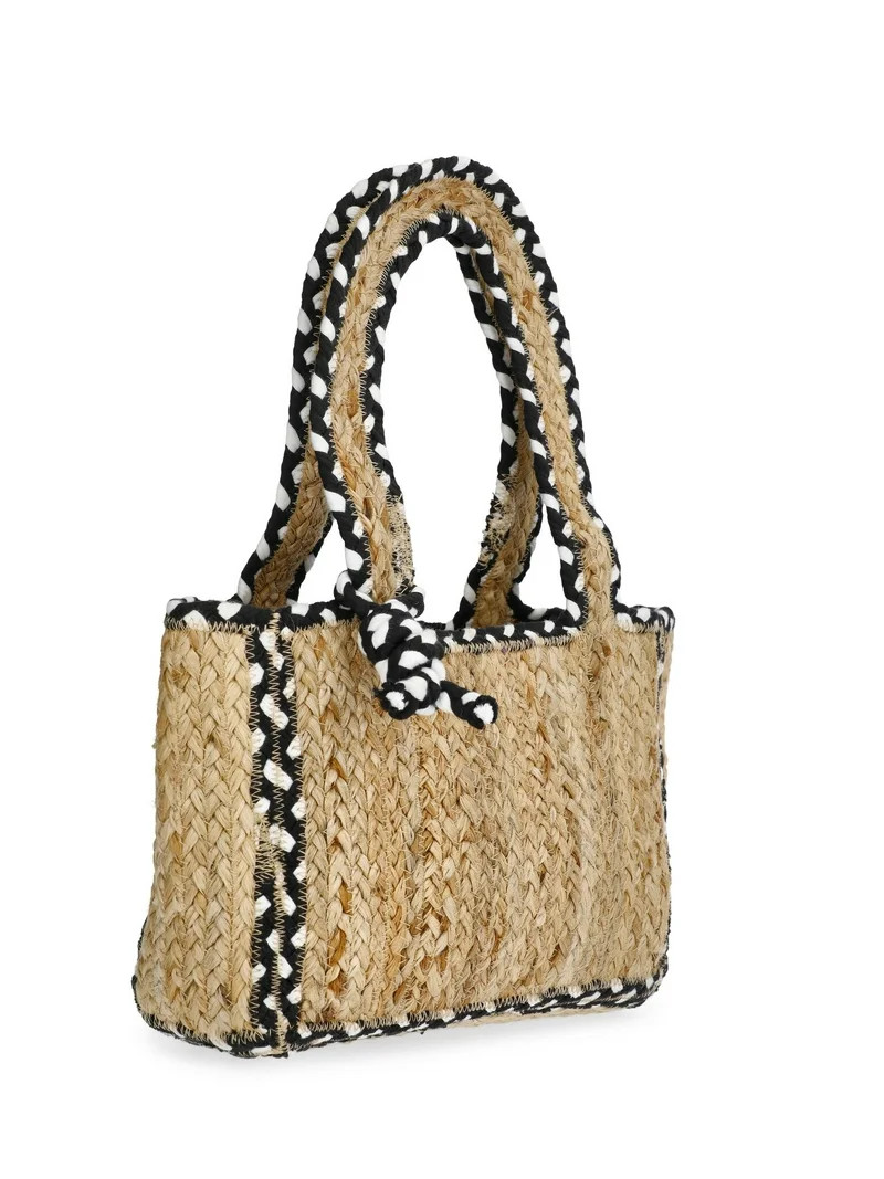 No Boundaries Women's Mini Jute Tote, Black | Walmart (US)