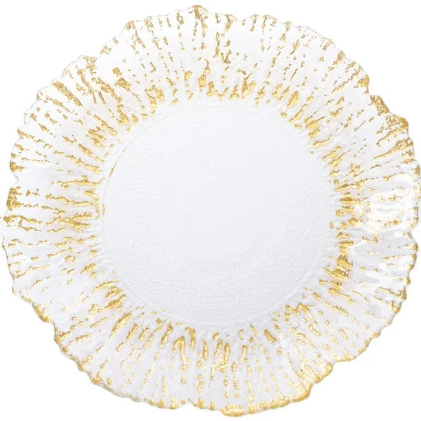 Koyal Wholesale Reef Glass Charger Plates, Bulk Set of 4, Gold Foil Luster Rim Starburst Table Se... | Walmart (US)