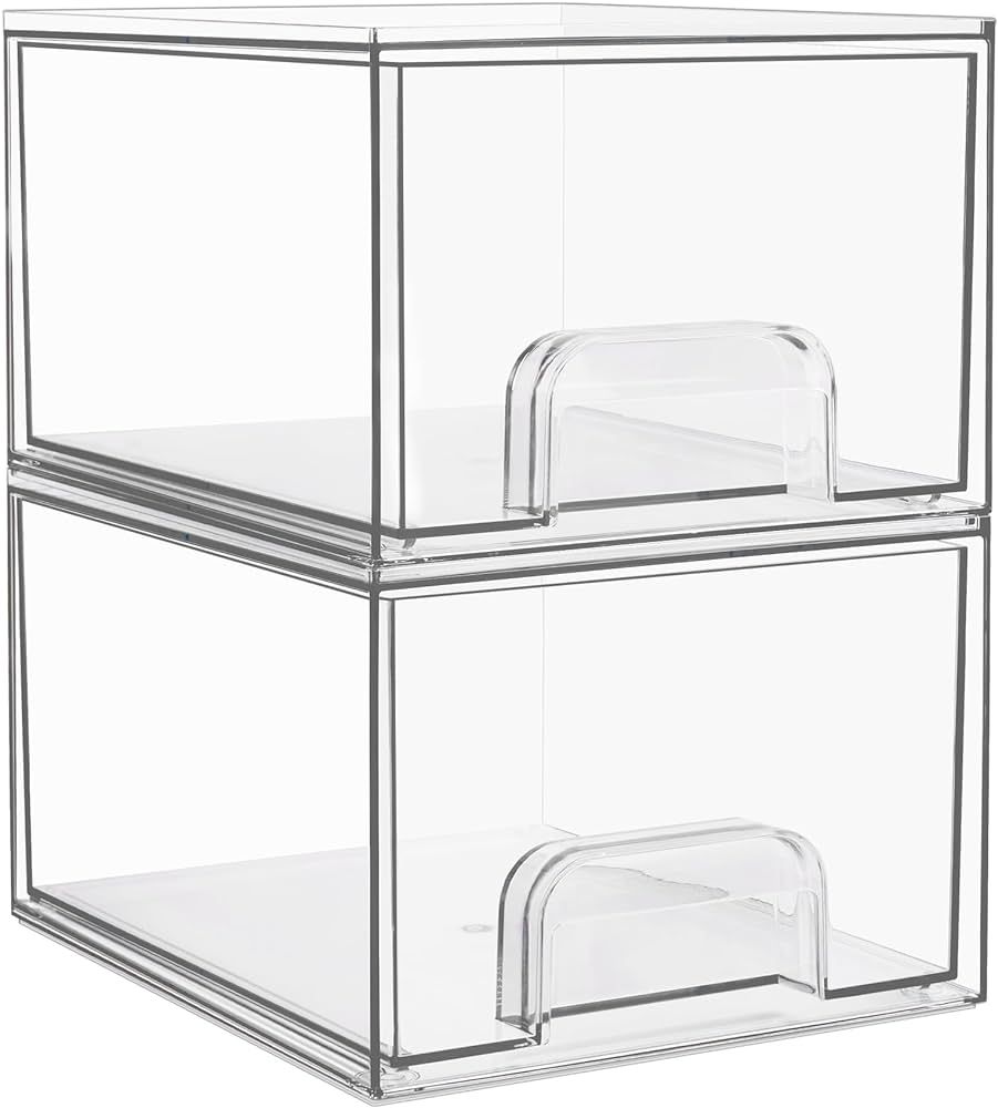 Vtopmart 2 Pack Clear Stackable Storage Drawers, 4.4'' Tall Acrylic Bathroom Makeup Organizer,Pla... | Amazon (US)