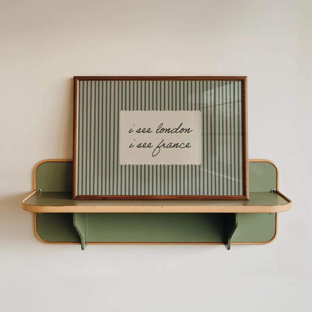 Vintage "I See London I See France" Print: Green Striped Bathroom Decor (Digital Download, Horizo... | Etsy (US)