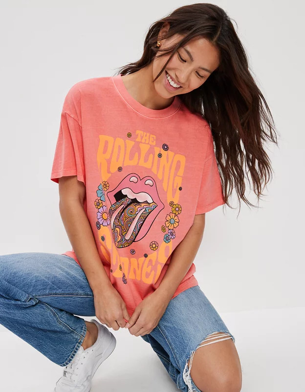 AE Oversized Rolling Stones Graphic Tee | American Eagle Outfitters (US & CA)