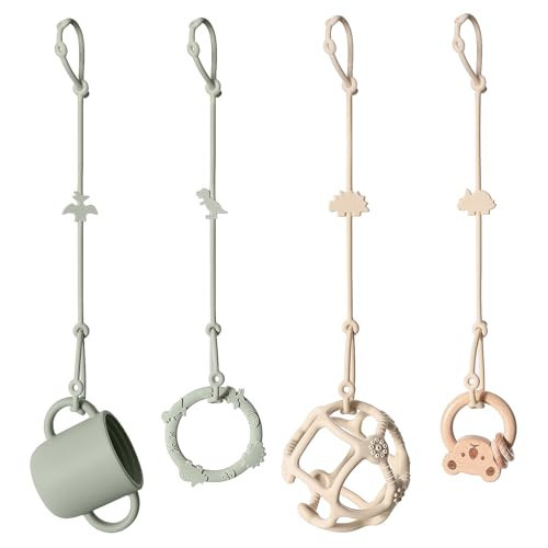 Andy Bear Toy Straps for Baby Toy Safety Straps Silicone High Chair Toy Straps Toddler Bottle Straps for Strollers, High Chair, Cribs, Car Seat, Stroller Accessories, Dinosaur Toys Straps 4PK Sage | Amazon (US)