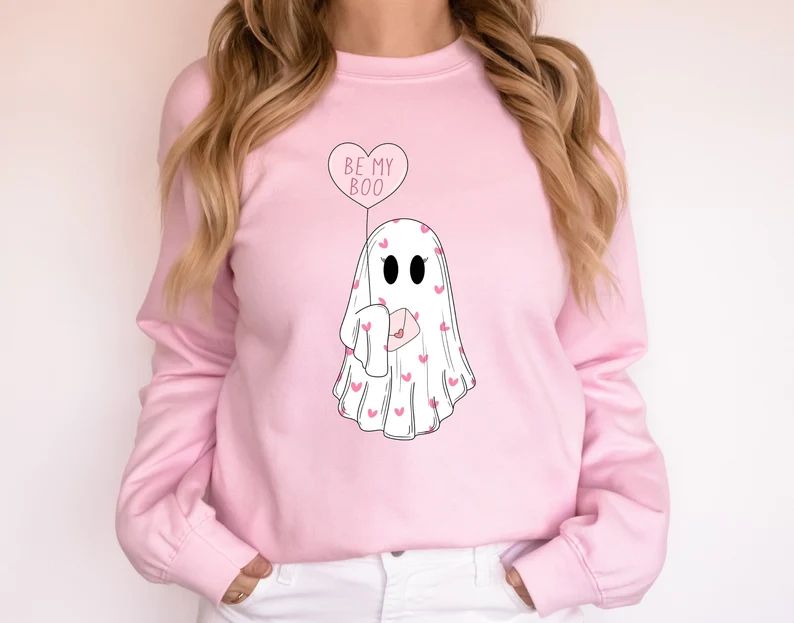 Valentine's Day Ghost Sweatshirt, Ghosts With Hearts Valentine Gift, Spooky Valentine Sweat, Be M... | Etsy (US)