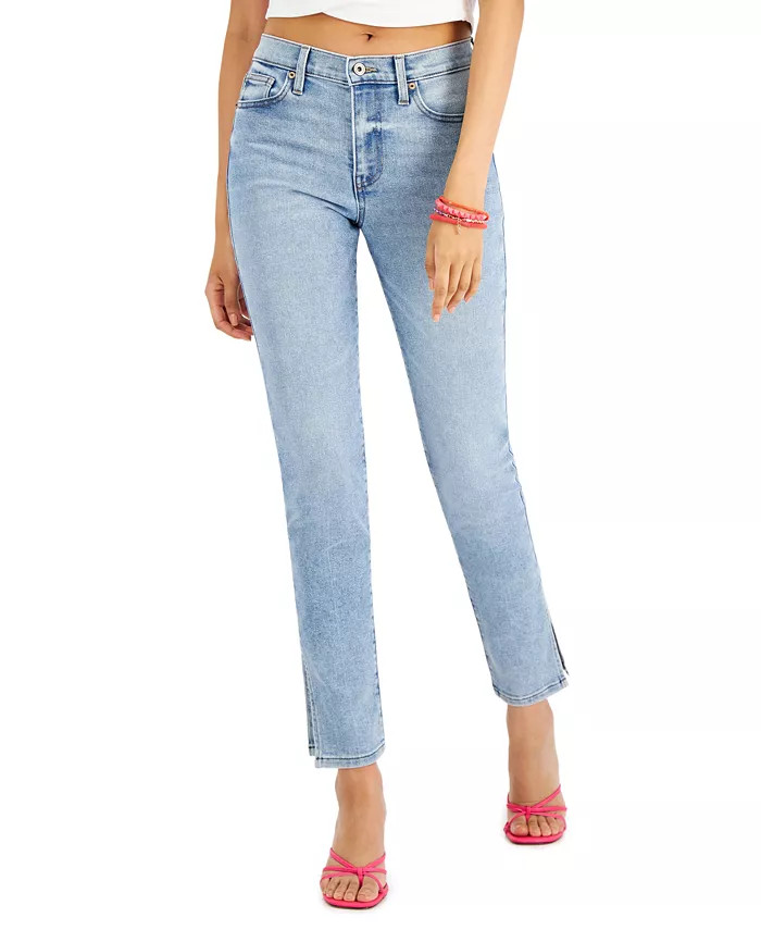 Celebrity Pink Juniors' Side Slit Relaxed Skinny Jeans & Reviews - Jeans - Juniors - Macy's | Macys (US)