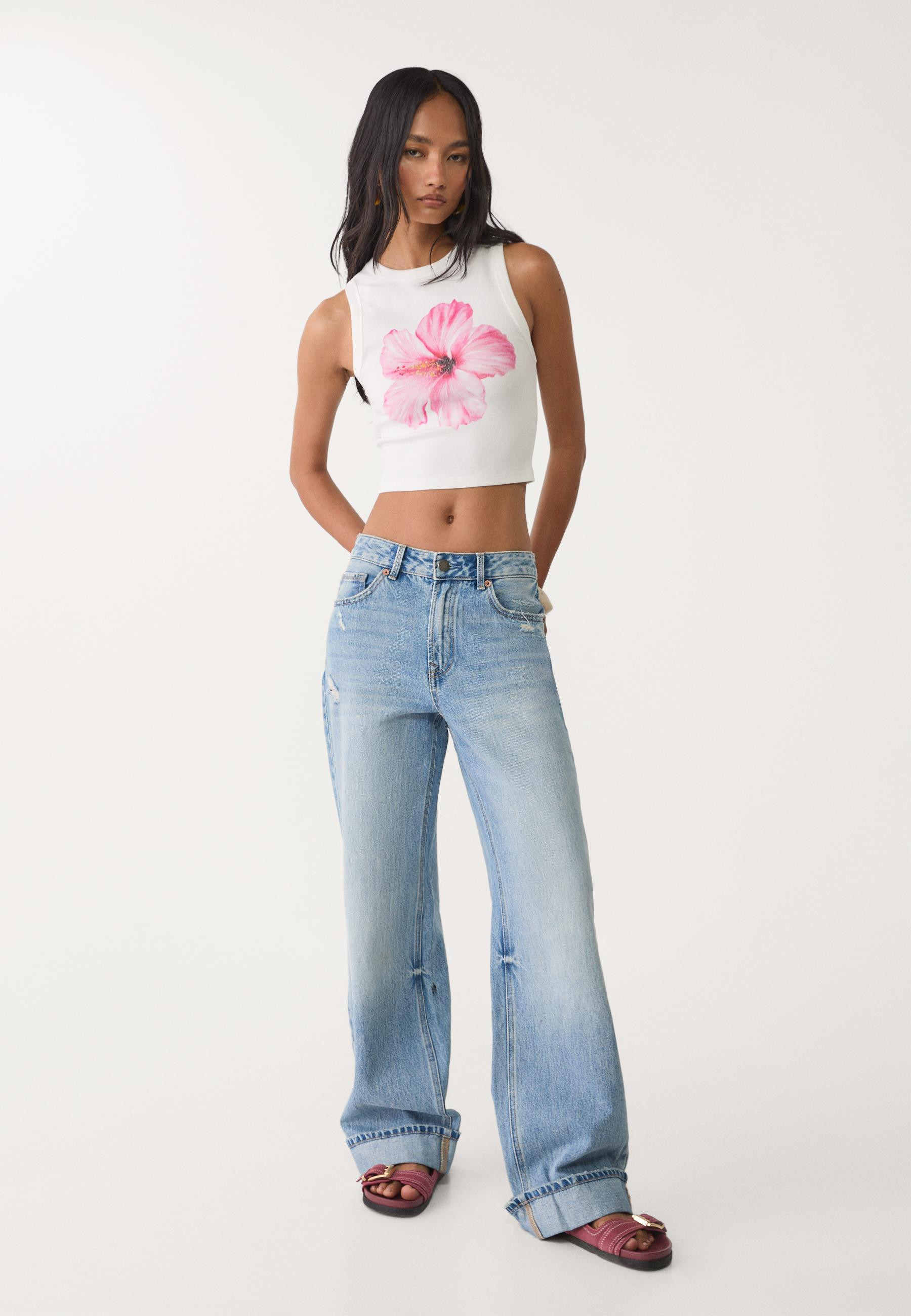 Hibiscus racerback top - Women's Latest trends | Stradivarius United Kingdom | Stradivarius (UK)