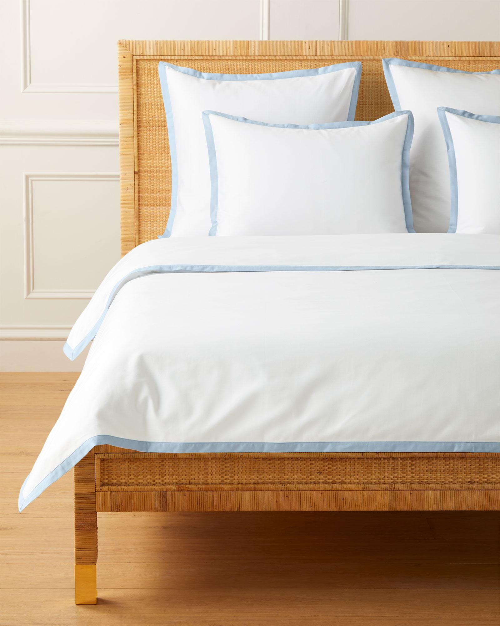 Border Frame Sateen Duvet Cover – King/Cal King - Coastal Blue | Serena & Lily | Serena and Lily