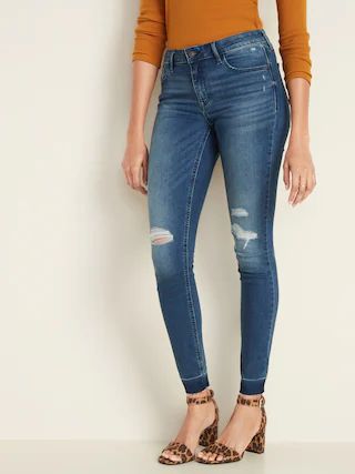 Mid-Rise Distressed Rockstar Super Skinny Ankle Jeans for Women | Old Navy (US)