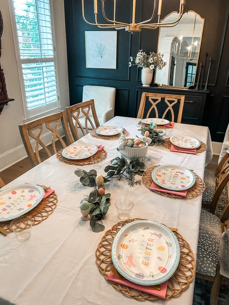 Super casual Easter table with items mostly from Target you can go grab tonight! (Plates are from party city)
