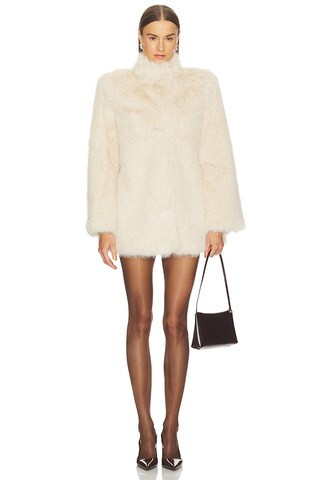 Brenda Faux Fur Coat in Ivory | Revolve Clothing (Global)