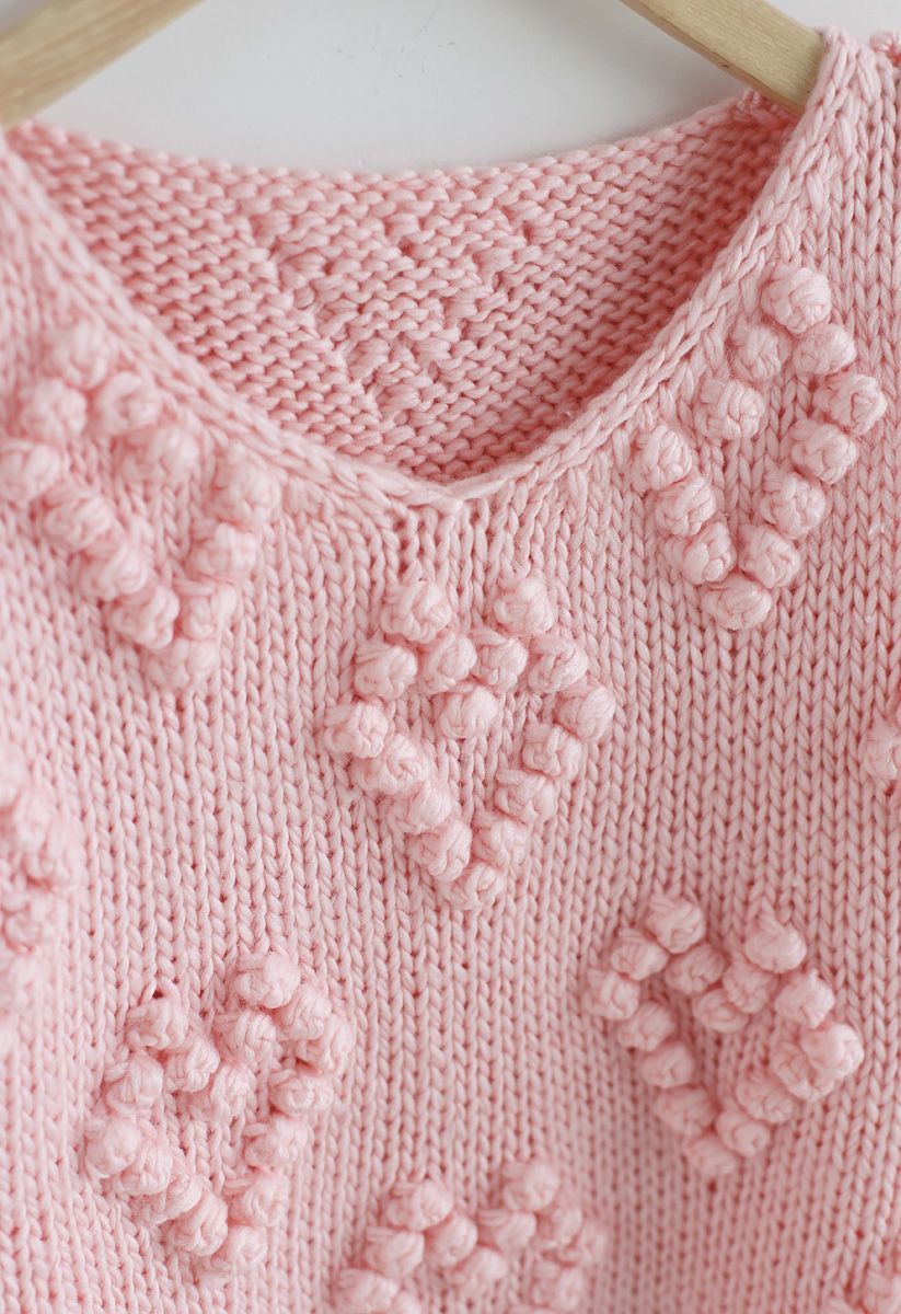 Knit Your Love V-Neck Sweater in Pink | Chicwish