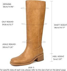 Knee High Boots Women Square Toe Chunky Block Heel Banana Campus Boot Wide Calf Comfortable Low H... | Amazon (US)