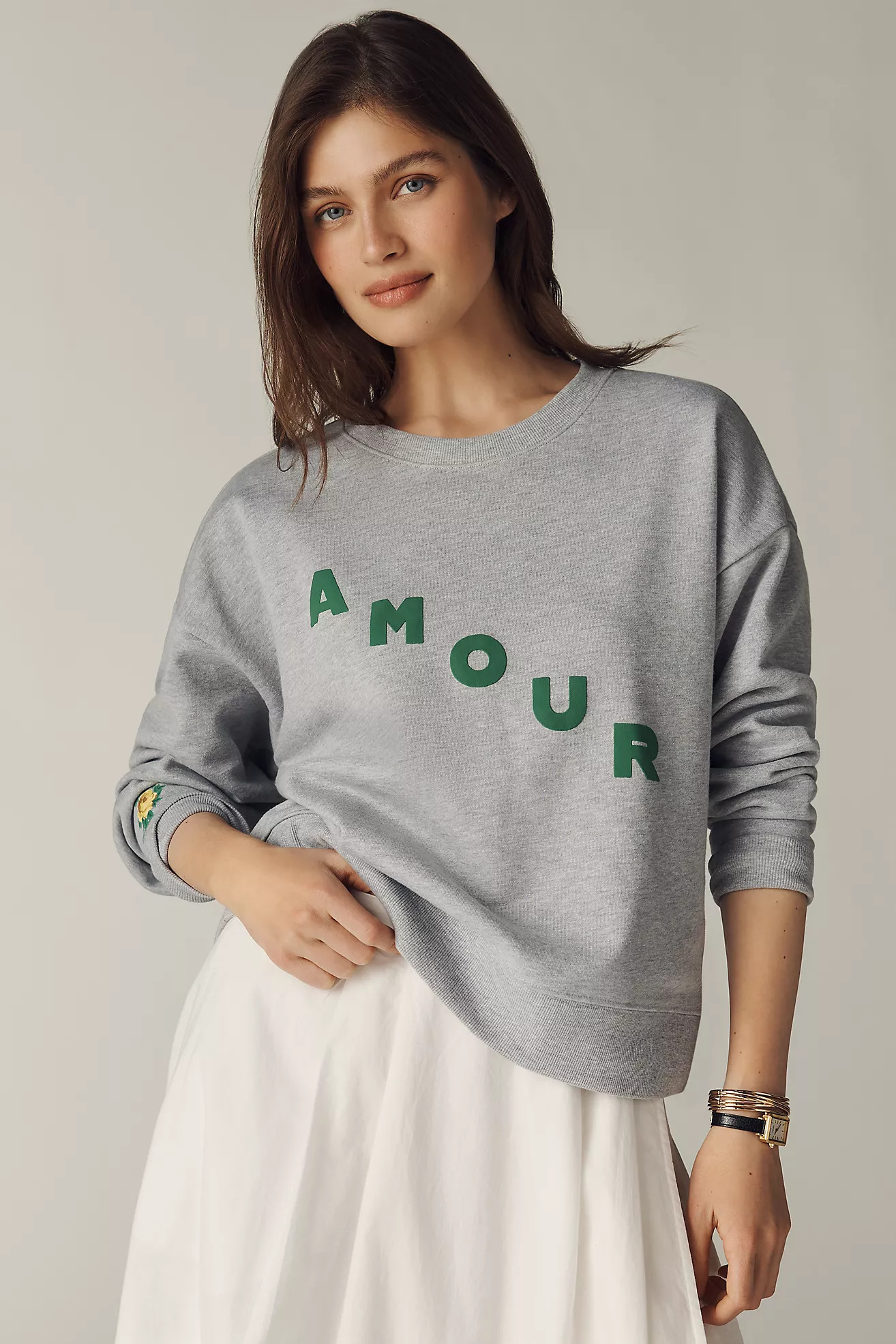 Maeve Cotton Blend Amour Sweatshirt | Anthropologie (US)