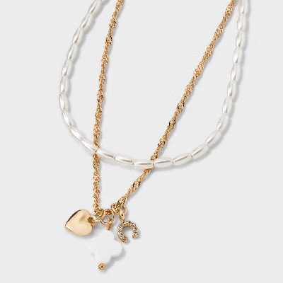 Lucky Cluster Charm Multi-Strand Necklace - Wild Fable™ Gold/Silver | Target