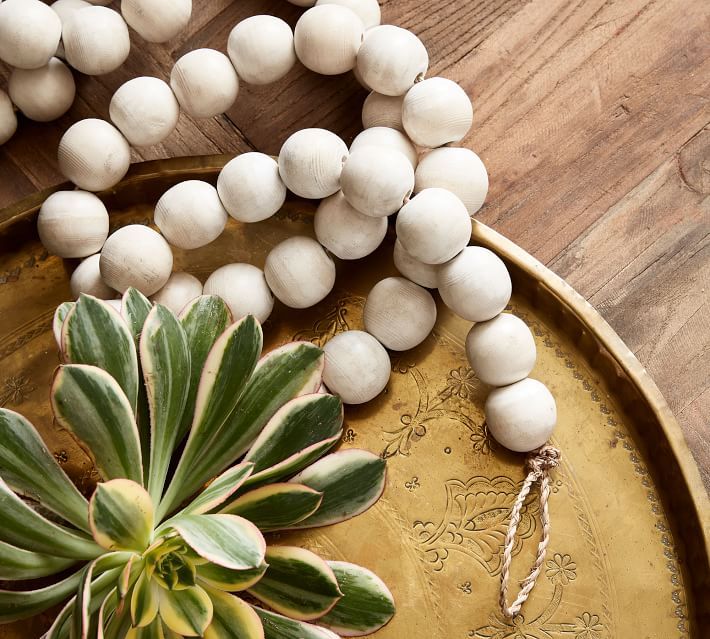 Wooden Bead Garland, White, Large | Pottery Barn (US)