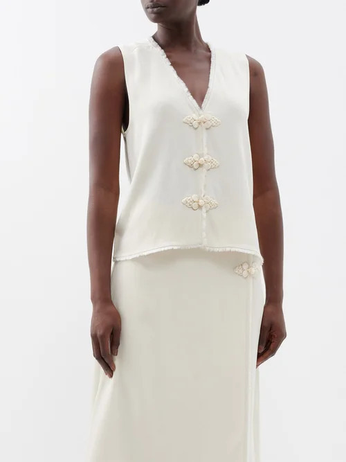 By Malene Birger - Esmy Passementerie-button Waistcoat - Womens - Ivory | Matches (UK)
