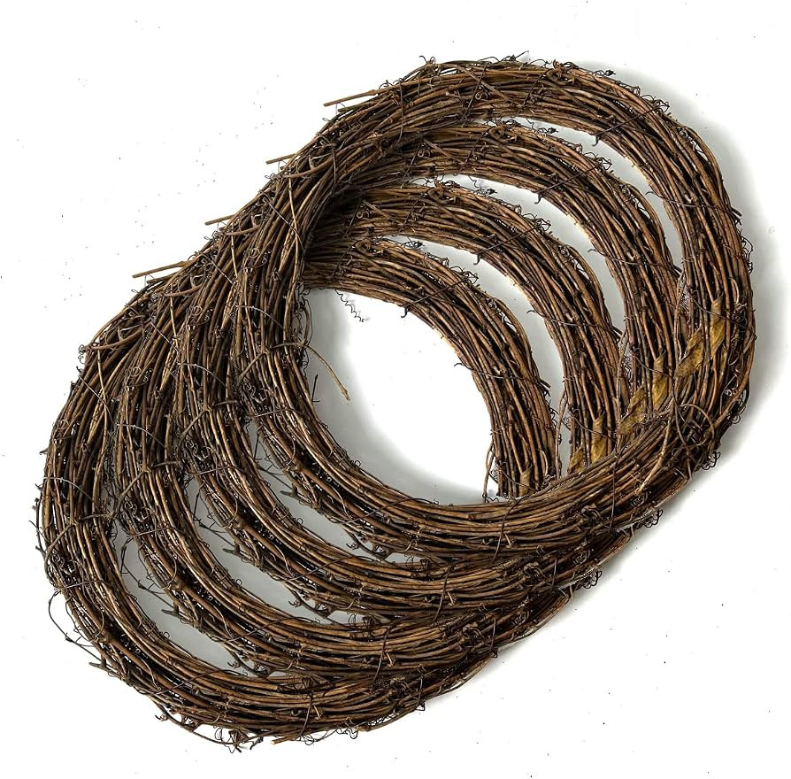 Worown 4-Pack 12 Inch Natural Grapevine Wreaths, Rattan Vine Wreath for DIY Christmas Crafts, Fro... | Amazon (US)
