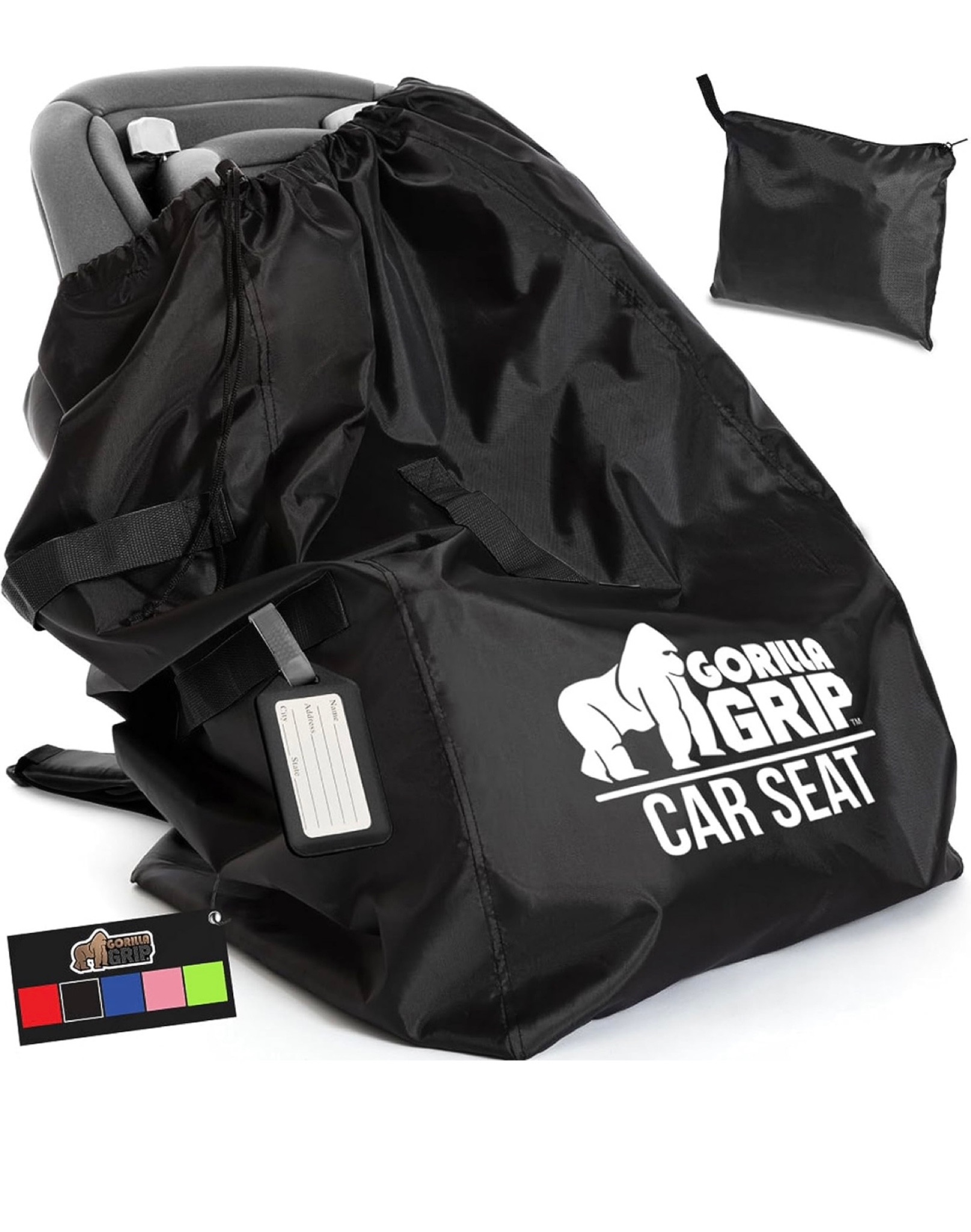 Gorilla Grip Car Seat Travel Bag. 

Water Dirt Tear Resistant, Easy Carry Padded Backpack Cover for Airplane. We Put My Toddler's Car Seat In Here And Gate. Air Plane Approved! 

#LTKbaby #LTKtravel #LTKfamily