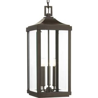 Progress Lighting Gibbes Street Collection 3-Light Antique Bronze Clear Beveled Glass New Traditi... | The Home Depot